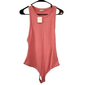 Free People Brexley Ribbed Bodysuit in Canyon Clay Size Large NWT